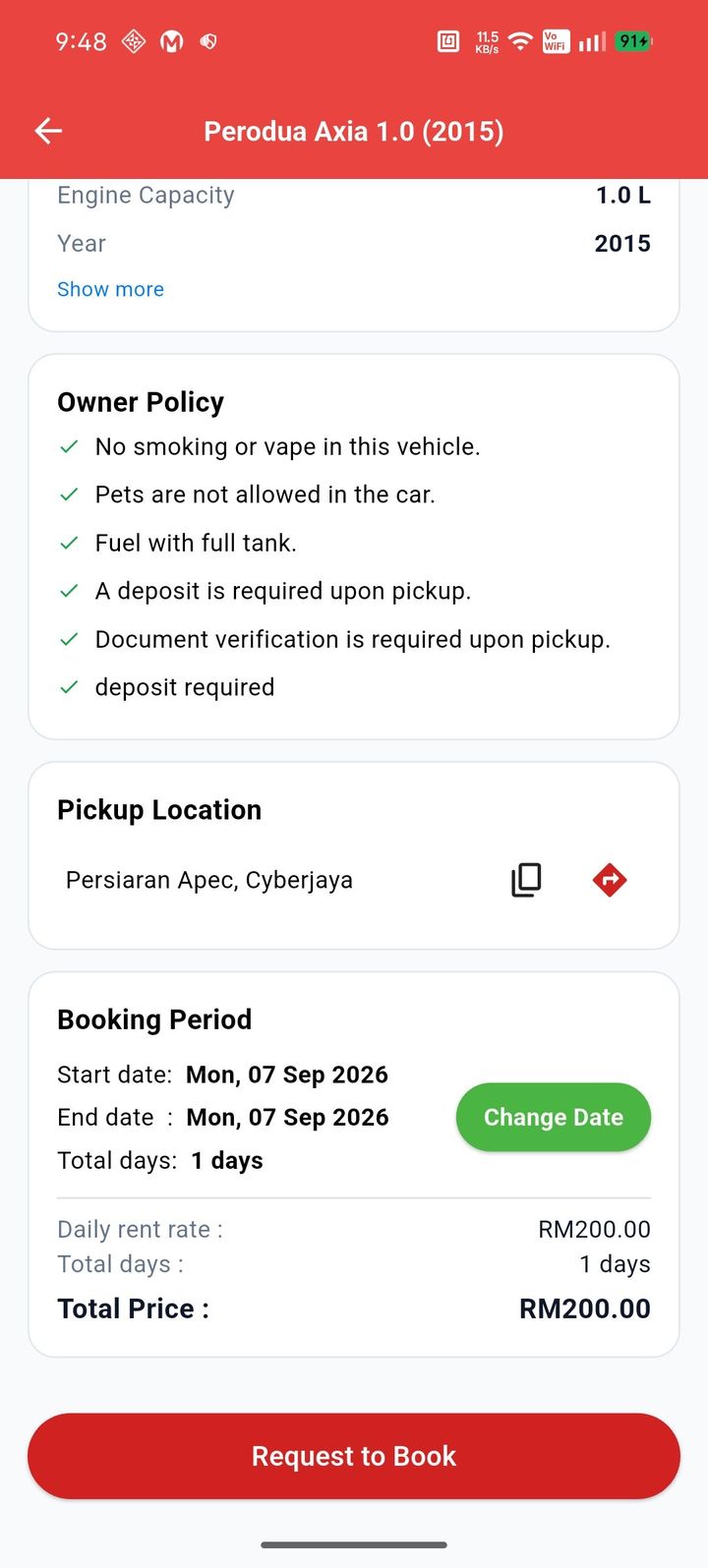 SewaJer app screen
